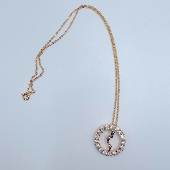 windsor Gold Tone Footprints/Cubic Zirconia Necklace NIB - Picture 6 of 6